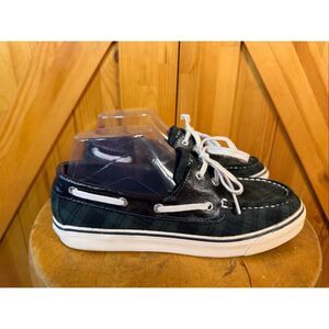 Sperry Top Sider Biscayne Navy/Green Plaid Boat Shoes Size 7.5
